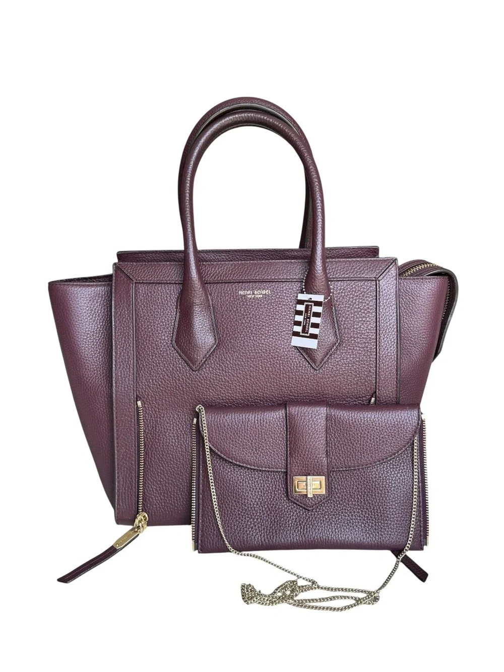 🆕 Henri Bendel Rivington Tote Bag Burgundy Satchel